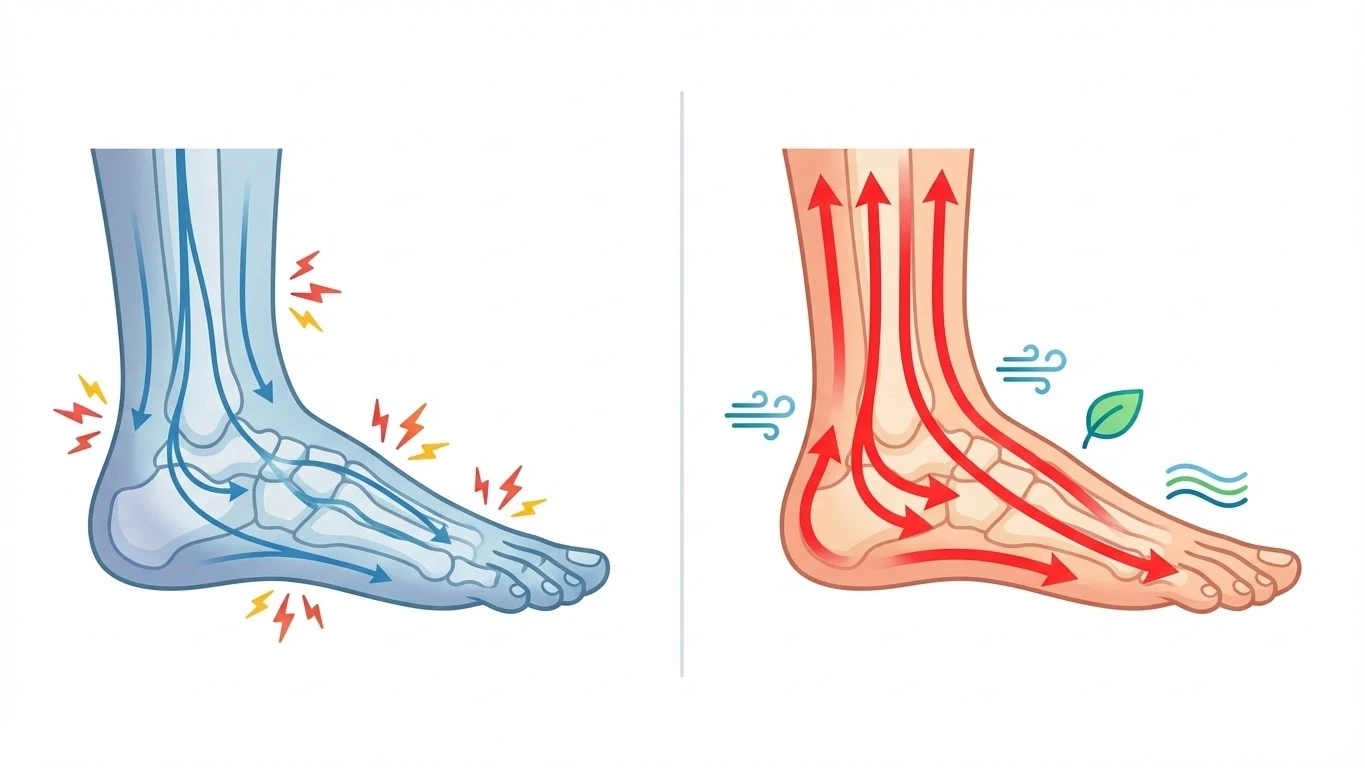 Neuropathy pain relief progress: visible reduction in foot inflammation